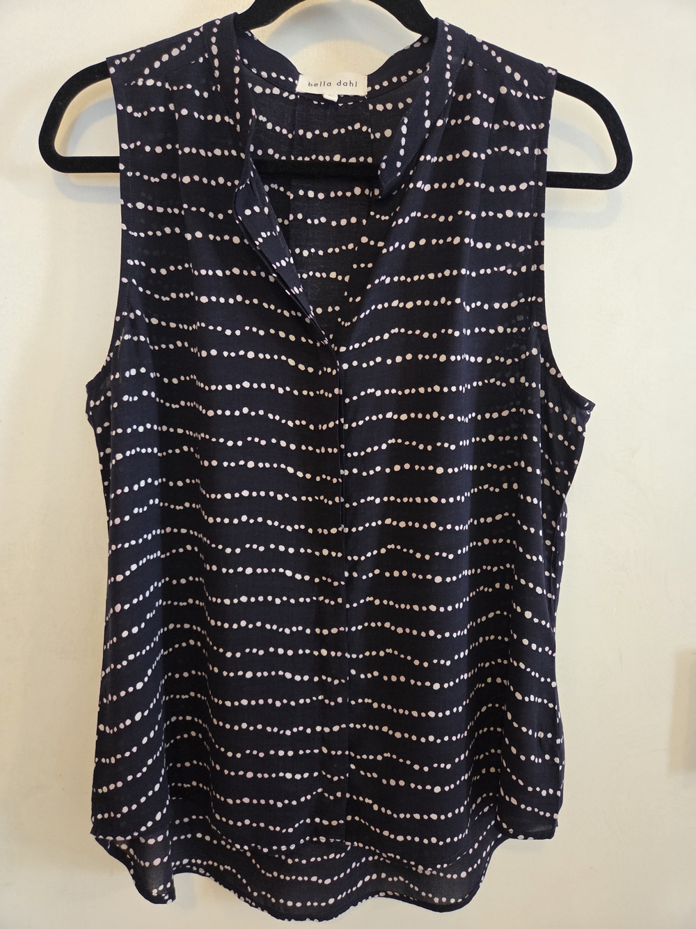 Bella Dahl Sleeveless Top / Navy Dot-Stripe  -Size M